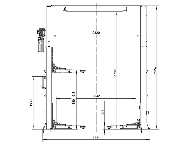 2-søylet løftebukk uten bunnramme - Hydraulisk - 4200kg. - Basic line (JA4200T-CF)